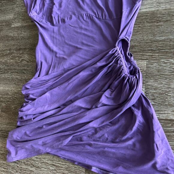 EUC Jacquemus La Robe Espelho Court Cupro Mini Dress Purple XL Cutout Bodycon - Picture 5 of 16